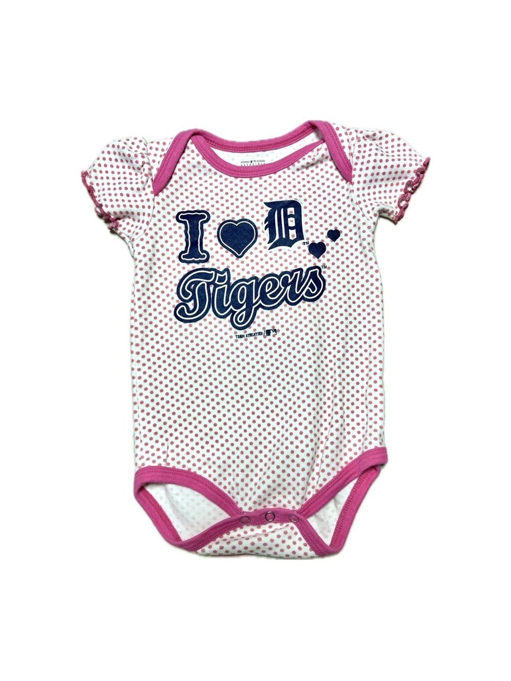 MLB Detroit Tigers Pink Polka Dot Baby One-Piece